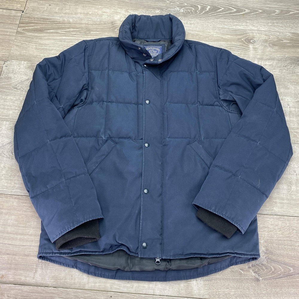 J.Crew Nordic Quilted Jacket Mens Medium Blue‎ PrimaLoft Hooded Puffer Insulated
